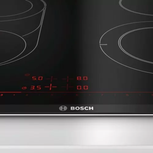 Bosch PKM675DP1D Beépíthető Kerámia főzőlap Fém keretes, 7800 W, Érintőszenzoros, Gyerekzár, Booster funkció