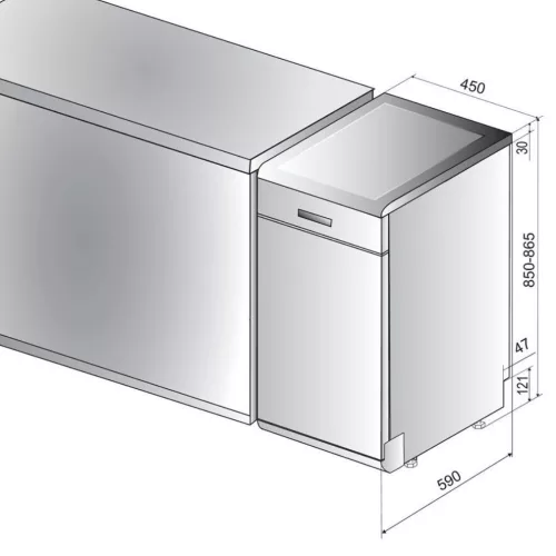 Whirlpool WSFO 3O34 PF Szabadonálló mosogatógép 10 teríték,9 L,7 prog.,44 dB,D,Felső evőeszk.,45 cm,Digit.kijelző,Autom.ajtónyit.