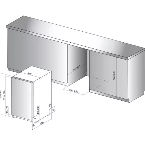 Whirlpool WSIO 3O34 PFE X Beépíthető mosogatógép, 10 teríték,9 L,7 prog.,44 dB,D,Felső evőeszk.,45 cm,Digit.kijelző,Autom.ajtónyit.