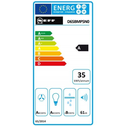 Neff D65BMP5N0 Fali páraelszívó LED világítás 1 db motor,657 m3/h,46-61 dB,60 cm széles,A