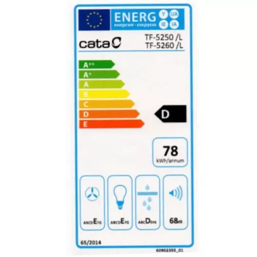 Cata TF-5250 X/L Beépíthető Kihúzható páraelszívó LED világítás 2 db motor,600 m3/h,60-69 dB,50 cm széles,C