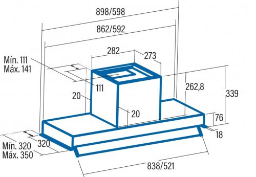 Cata ARMONIA X 60 Aláépíthető páraelszívó LED világítás 1 db motor,1150 m3/h,57-71 dB,52.1 cm széles,C