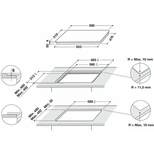 Whirlpool WL S7960 NE Beépíthető Indukciós főzőlap Keret nélküli,7200 W,Érintőszenzoros,Gyerekzár,