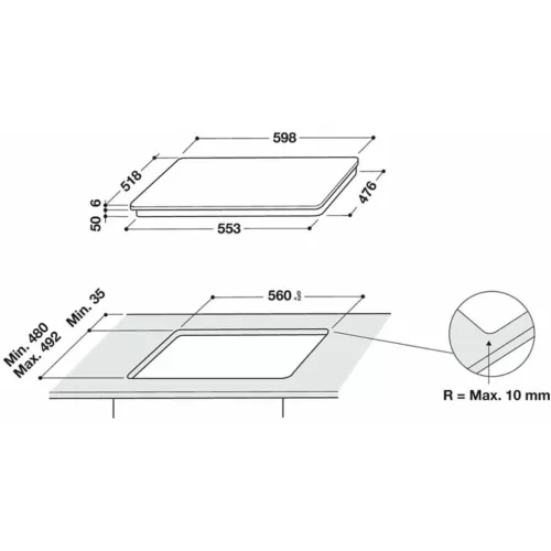 Whirlpool WL B5860 AL Beépíthető Indukciós főzőlap Keret nélküli,7200 W,Érintőszenzoros,Gyerekzár,