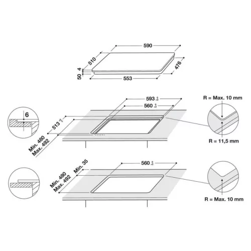 Whirlpool WF S7560 NE Beépíthető Indukciós főzőlap Keret nélküli,7200 W,Érintőszenzoros,Gyerekzár,