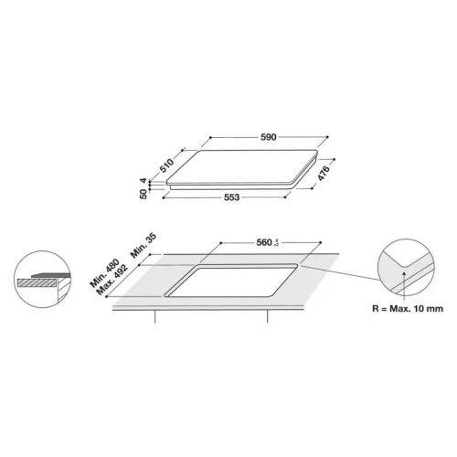 Whirlpool WL S5360 BF/W Beépíthető Indukciós főzőlap Keret nélküli,7200 W,Érintőszenzoros,Gyerekzár,