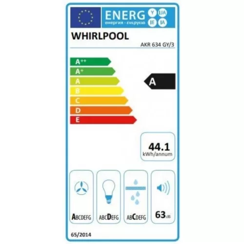 Whirlpool AKR 634 GY/3 Beépíthető Kihúzható páraelszívó LED világítás 1 db motor,647 m3/h,60 cm széles,A,