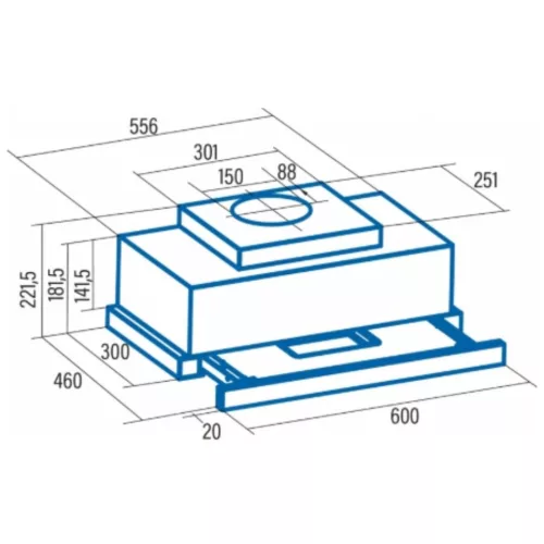Cata TFH-6630 WH Beépíthető Kihúzható páraelszívó LED világítás 1 db motor,1000 m3/h,47-66 dB,60 cm széles,A+