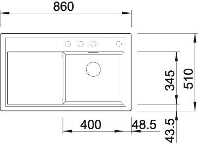 Blanco ZENAR 45S Silgránit Tartufo színű-EXC balos fa tart.Gránit mosogatótál (523848)