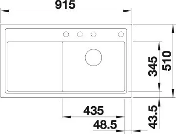 Blanco ZENAR 5S Silgránit Antracit színű-EXC jobbos fa tart.Gránit mosogatótál (523896)