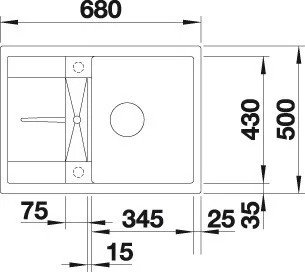 Blanco METRA 45S Compact Silgránit Fehér színű Gránit mosogatótál (519565)