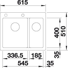 Blanco PLEON 6 Split-PD Palaszürke színű tart.nélkül Gránit mosogatótál (521690)