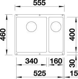Blanco SUBLINE 340/160-U Silgránit Palaszürke színű balos exc.n.Gránit mosogatótál (523549)