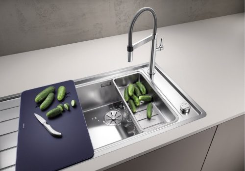 Blanco Üveg vágólap kék ANDANO XL 495x280 Rozsdamentes mosogatótálca (232846)