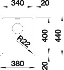 Blanco ANDANO 340-U selyemfényű Rozsdamentes mosogatótál (522955)