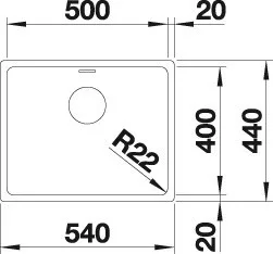 Blanco ANDANO 500-U selyemfényű Rozsdamentes mosogatótál (522967)