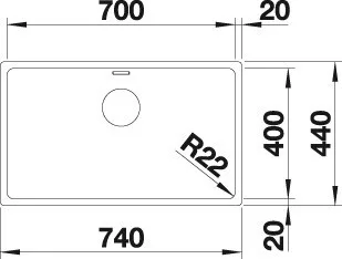 Blanco ANDANO 700-U selyemfényű Rozsdamentes mosogatótál (522971)