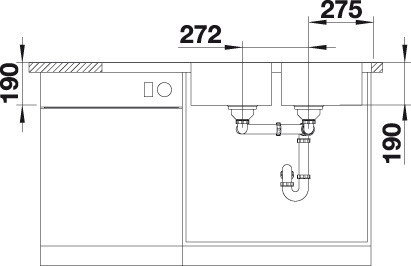 Blanco DINAS 8S-EXC két furattal Rozsdamentes mosogatótál (524115)
