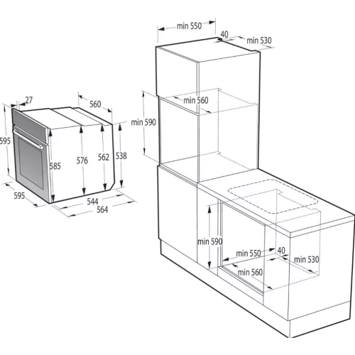 Gorenje BPSA6747DGWI Beépíthető Sütő 12 funkcióval,77 L,Teleszkópos sütősín,Pirolitikus
