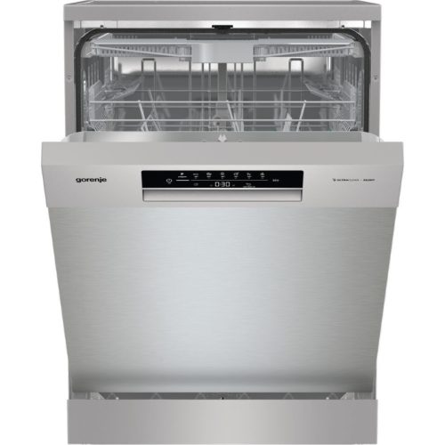 Gorenje GS643E90X Szabadonálló mosogatógép 16 teríték, 11 L fogyasztás, 6 program,  47 dB zajszint, E energia, Felső evőeszköztartó , 60 cm, Digit. kijelző, Automata ajtónyitás nélkül