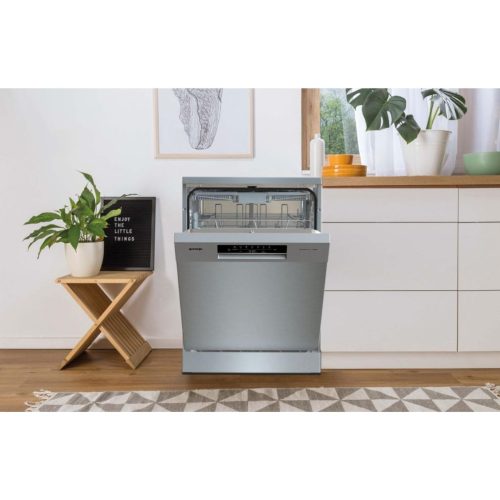 Gorenje GS643E90X Szabadonálló mosogatógép 16 teríték,11 L,6 prog.,47 dB,E,Felső evőeszk.,60 cm,Digit.kijelző,Autom.ajtónyit.nélkül