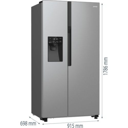 Gorenje NRR9185ESXL Side-by-side hűtőszekrény E Energiaosztály, Hűtő: 376L, Fagyasztó: 190L, Nofrost, Zajszint: 39 dB, Szél: 91.5 cm, Mag: 178.6 cm, Mély: 69.8 cm, Digitális kijelzővel