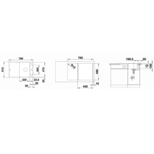 Blanco AXIA III 45S Silgránit Fekete színű fa tart.Gránit mosogatótál (525841)