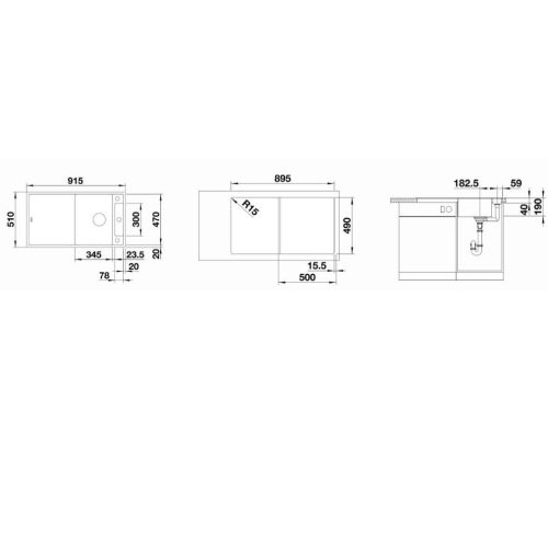 Blanco AXIA III 5S Silgránit Fekete színű fa tart.Gránit mosogatótál (525845)