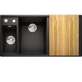   Blanco AXIA III 6S Silgránit balos Fekete színű fa tart.Gránit mosogatótál (525849)