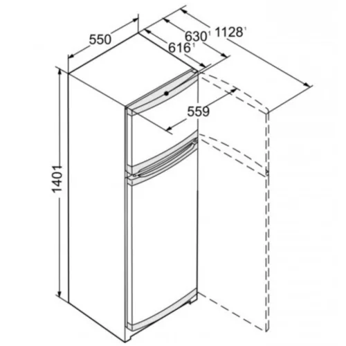 Liebherr CTPe231 Felülfagyasztós hűtőszekrény E,187L/44L,Nofrost nélkül,37 dB,Szél: 55 cm,Mag: 140 cm,Mély: 63 cm,