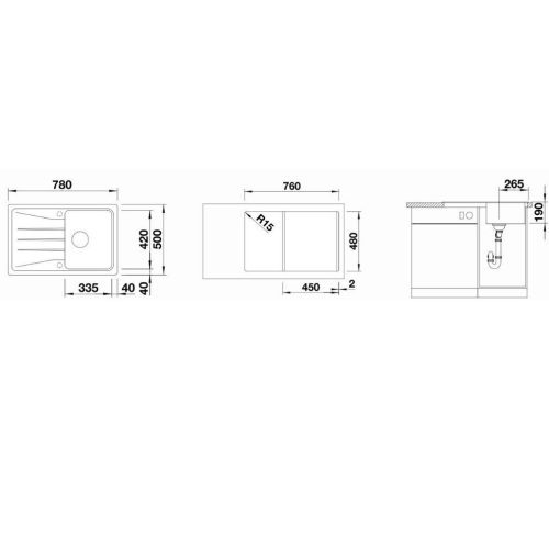 Blanco SONA 45S-KV-Exc.n.Kávé színű Gránit mosogatótál (519670)