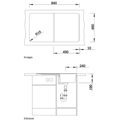 Blanco ZIA 45SL Silgránit Vulkánszürke színű Gránit mosogatótál (527384)
