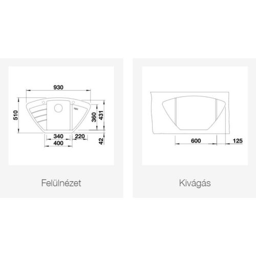 Blanco ZIA 9E Silgránit Törtfehér színű Gránit mosogatótál (527212)
