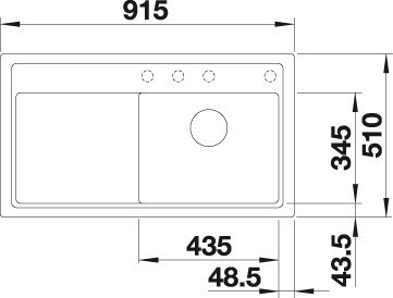 Blanco ZENAR 5S Silgránit Törtfehér színű-EXC jobbos fa tart.Gránit mosogatótál (527181)