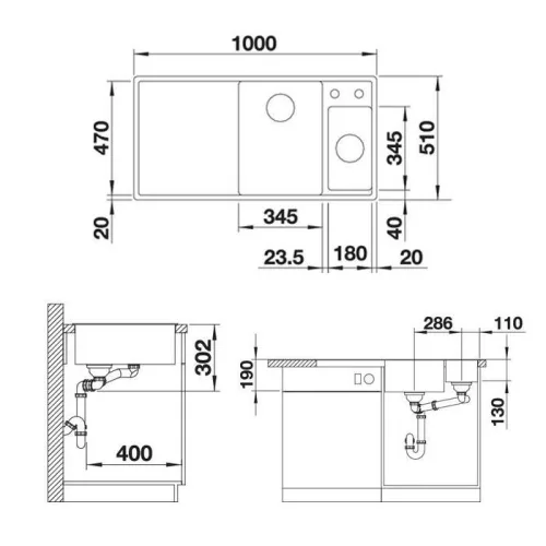 Blanco AXIA III 6S Silgránit jobbos Törtfehér színű üveg tart.Gránit mosogatótál (527045)