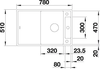 Blanco AXIA III 45S Silgránit Törtfehér színű-EXC üveg tart.Gránit mosogatótál (527035)
