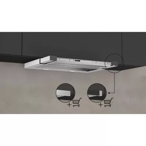 Neff D46ML54X1 Beépíthető Kihúzható páraelszívó (Előlap NÉLKÜL!) LED világítás 1 db motor,717 m3/h,53-71 dB,59.8 cm széles,A