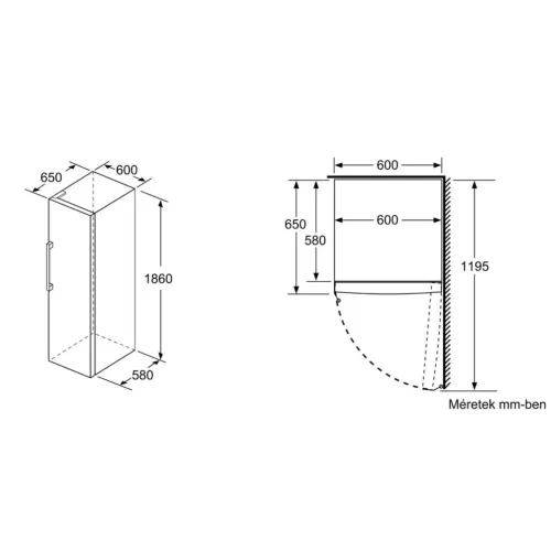 Bosch GSN36VLEP Fagyasztószekrény,E/242L,Nofrost,39 dB,Szél: 60 cm,Mag: 186 cm,Mély: 65 cm