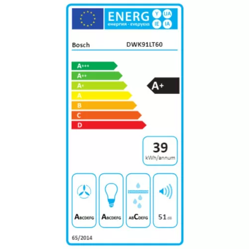 Bosch DWK91LT60 Fali páraelszívó LED világítás 1 db motor,1007 m3/h,51-70 dB,90 cm széles,A+