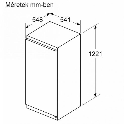 Bosch KIL42NSE0 Beépíthető Egyajtós hűtőszekrény fagyasztóval, bútorlap nélkül E Energiaosztály, Hűtő: 172L, Fagyasztó: 15L, Nofrost nélkül, Zajszint: 35 dB, Szél: 54.1 cm, Mag: 122.1 cm, Mély: 54.8 cm, Digitális kijelző nélkül