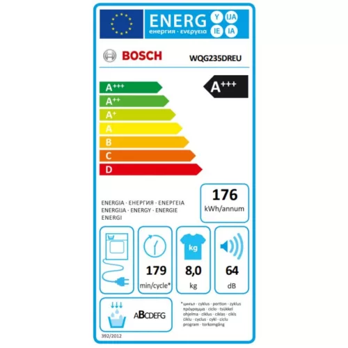 Bosch WQG235DREU Hőszivattyús szárítógép C,8 kg,64 dB,Inverter motor nélkül