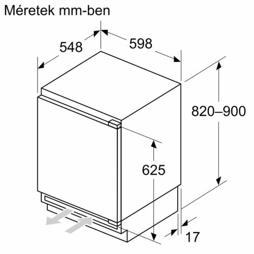 Bosch GUN21ADE0 Beépíthető fagyasztószekrény E Energiaosztály, Fagyasztó: 85L, Nofrost, Zajszint: 35 dB, Szél: 60 cm, Mag: 82 cm, Mély: 55 cm, Digitális kijelzővel