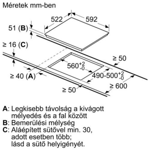 Bosch PVS631HB1E Beépíthető Indukciós főzőlap Keret nélküli,6900 W,Érintőszenzoros,Gyerekzár,2 fázisra köthető