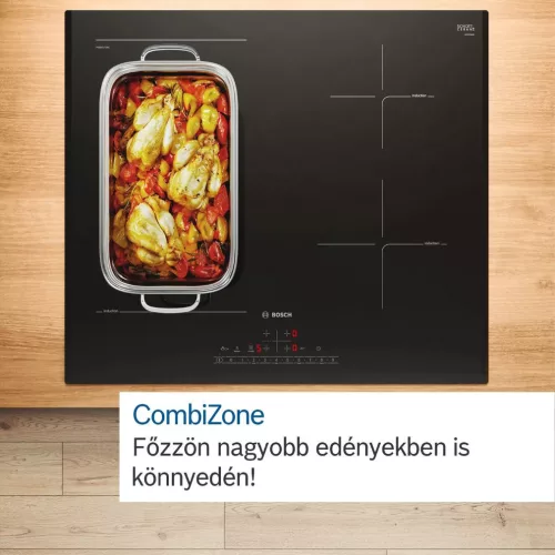 Bosch PVS645HB1E Beépíthető Indukciós főzőlap Fém keretes,6900 W,Érintőszenzoros,Gyerekzár,2 fázisra köthető