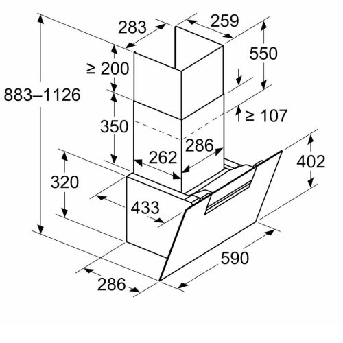 Bosch DWK67FN60 Fali páraelszívó LED világítás 1 db motor,768 m3/h,56-68 dB,60 cm széles,A+