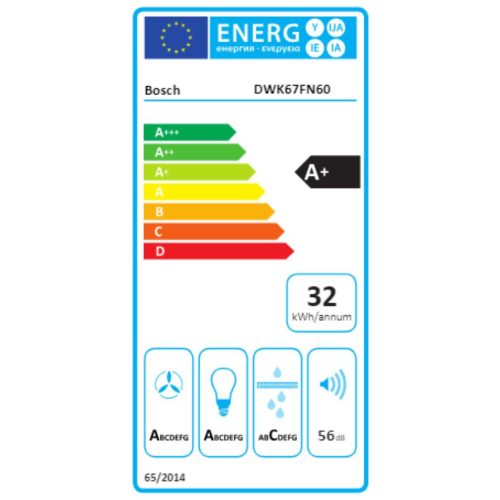 Bosch DWK67FN60 Fali páraelszívó LED világítás 1 db motor,768 m3/h,56-68 dB,60 cm széles,A+