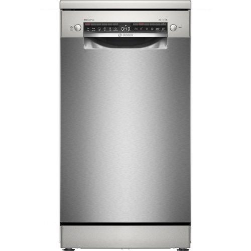 Bosch SPS4HMI49E Szabadonálló mosogatógép 10 teríték, 9.5 L fogyasztás, 6 program,  44 dB zajszint, E energia, Felső evőeszköztartó , 45 cm, Digit. kijelző, Automata ajtónyitás nélkül