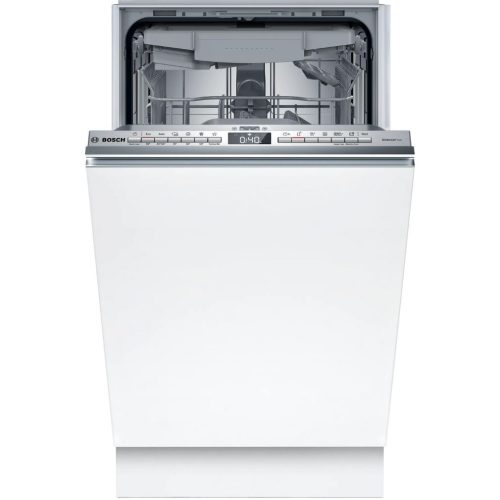 Bosch SPV4HMX10E Beépíthető mosogatógép, bútorlap nélkül 10 teríték, 9.5 L fogyasztás, 6 program,  44 dB zajszint, E energia, Felső evőeszköztartó , 45 cm, Digit. kijelző, Automata ajtónyitás nélkül