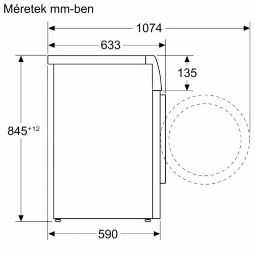 Bosch WGH256A0BY Elöltöltős mosógép A Energiaosztály, 10 kg, Normál mélység, 1600 fordulat/perc, Centrifugálási zajszint: 74 dB, Inverter motor nélkül,  Gőzfunkcióval