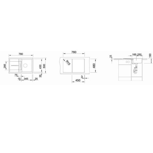 Blanco METRA 45S Silgránit Fekete színű Gránit mosogatótál (525915)